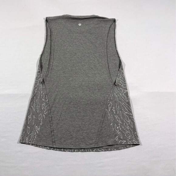 Lululemon Muscle Hustle Tank Top Womens Gray Print Lightweight Active Sz 6 - Picture 7 of 9